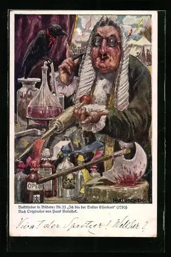 Künstler-AK Hans Baluschek: Volkslieder in Bildern: Nr. 23 Ich bin der Doktor Eisenbart