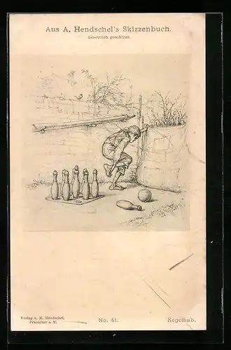 Künstler-AK Albert Hendschel: Kegelbub