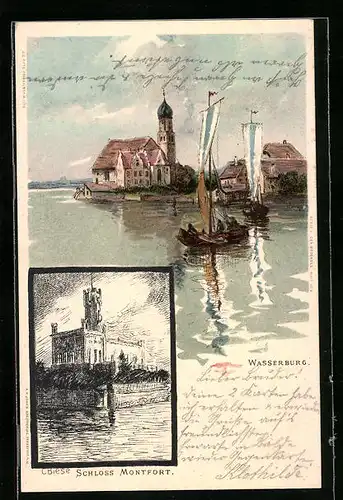 Künstler-AK Carl Biese: Wasserburg und Schloss Montfort