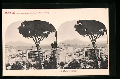 Stereo-AK Neapel, Teilansicht aus der Vogelschau