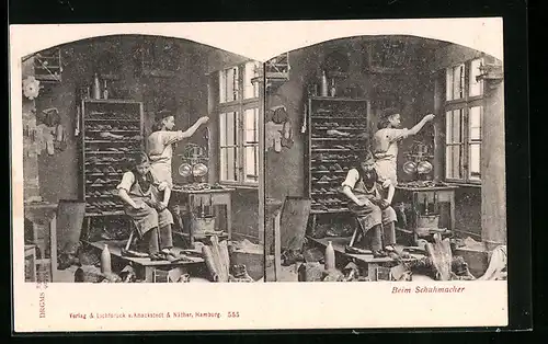 Stereo-AK Schuhmacher in der Werkstatt
