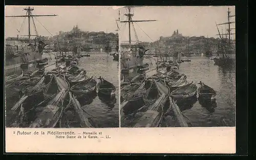 Stereo-AK Autour de la Mèditerranèe-Marseille et Notre Dame de la Garde