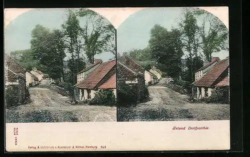 Stereo-AK Dorfpartie in Irland