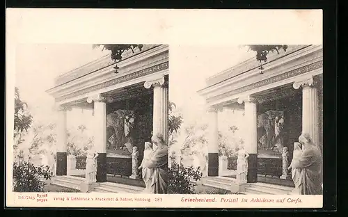 Stereo-AK Peristil im Achilleion auf Corfu
