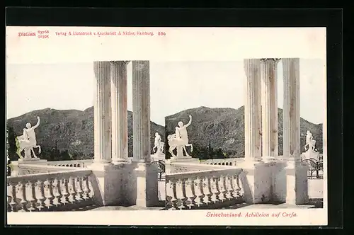 Stereo-AK Griechenland, Achilleion auf Corfu