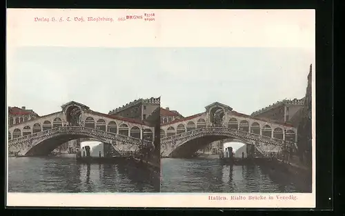 Stereo-AK Venedig, Rialto Brücke