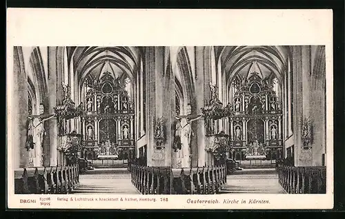 Stereo-AK Österreich, Inneres einer Kirche in Kärnten