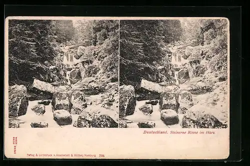 Stereo-AK Steinerne Rinne im Harz