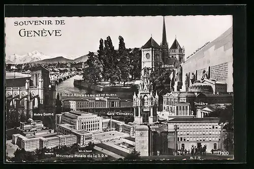 AK Genève, Teilansicht aus der Vogelschau