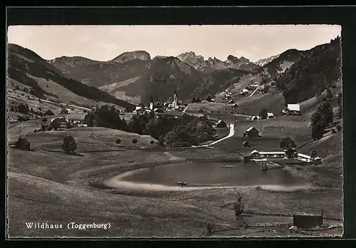 AK Wildhaus (Toggenburg), Totalansicht aus der Vogelschau
