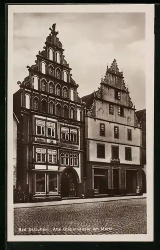 AK Bad Salzuflen, alte Giebelhäuser am Markt