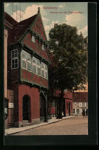 AK Rendsburg, Rathaus von der Mühlenstrasse