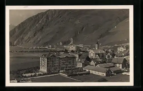 AK Andermatt, Ortsansicht aus der Vogelschau