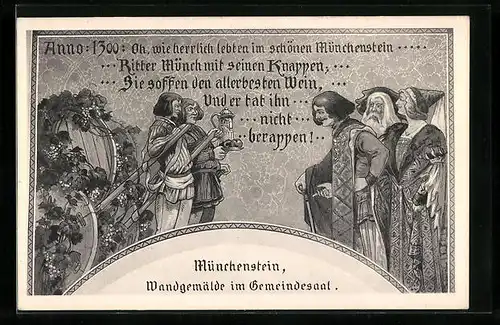 AK Münchenstein, Wandgemälde im Gemeindesaal