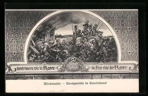 AK Münchenstein, Wandgemälde im Gemeindesaal