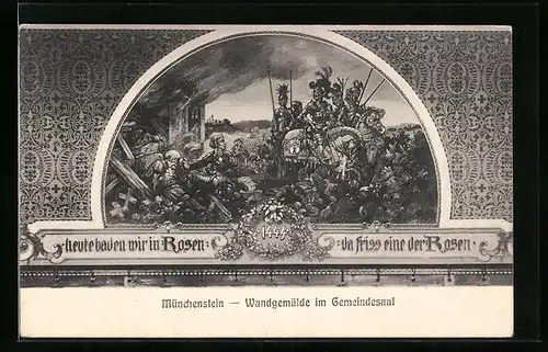 AK Münchenstein, Wandgemälde im Gemeindesaal