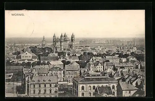AK Worms, Ortsansicht aus der Vogelschau