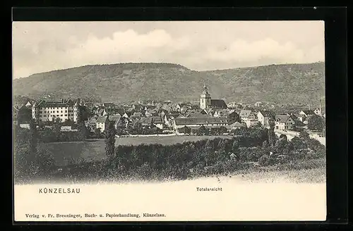 AK Künzelsau, Totalansicht aus der Vogelschau