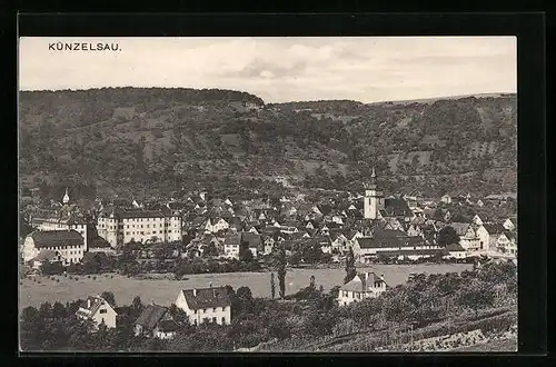 AK Künzelsau, Gesamtansicht aus der Vogelschau