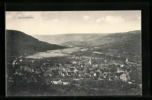 AK Künzelsau, Totalansicht aus der Vogelschau