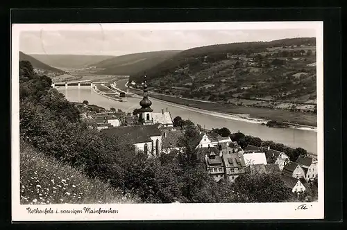 AK Rothenfels i. sonnigen Mainfranken, Totalansicht von einem Berg aus
