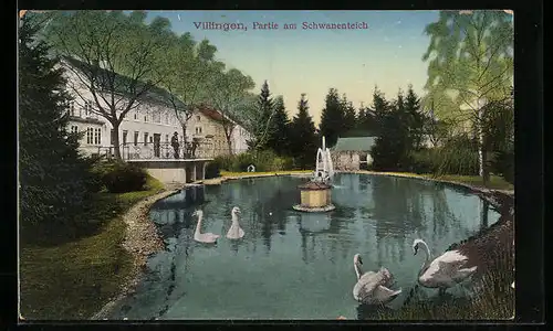 AK Villingen, Partie am Schwanenteich