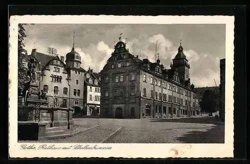 AK Gotha, Rathaus mit Schellenbrunnen