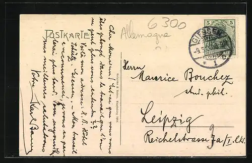 AK Giessen, Partie am Landgraf Philipp-Platz m. d. Kaserne