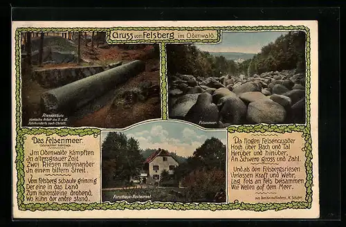 AK Felsberg im Odenwald, Riesensäule, Felsenmeer, Forsthaus-Restaurant