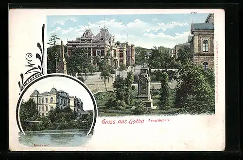 AK Gotha, Arnoldiplatz und Museum