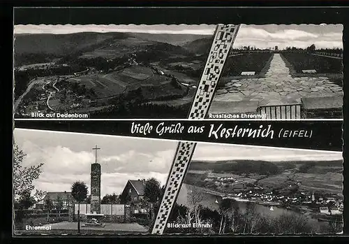 AK Kesternich / Eifel, Russisches Ehrenmal, Blick auf Dedenborn und Einruhr