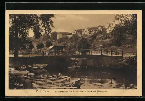 AK Bad Cleve, Nachenstation am Kermisdahl und Blick auf Villen
