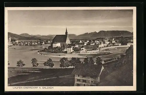 AK Laufen-Oberndorf a. Salzach, Gesamtansicht aus der Vogelschau