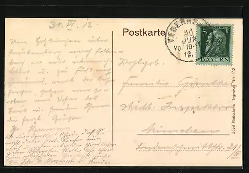 AK Tegernsee, Totalansicht von einem Berg aus