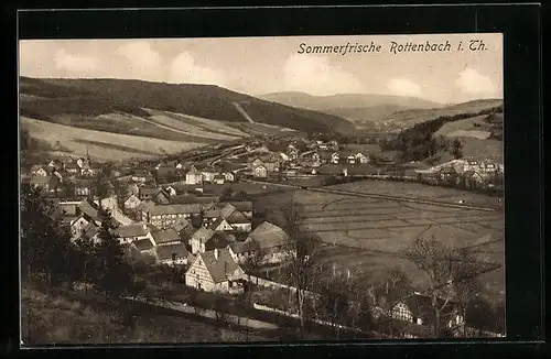 AK Rottenbach i. Th., Totalansicht aus der Vogelschau