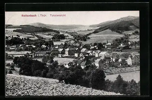 AK Rottenbach i. Th., Totalansicht von einem Berg aus gesehen