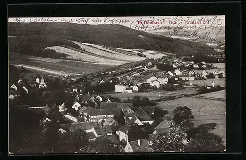 AK Rottenbach i. Th., Totalansicht von einem Berg aus gesehen