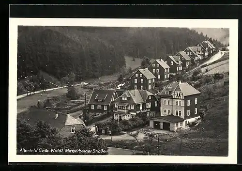 AK Altenfeld (Thür. Wald), Masserberger Strasse aus der Vogelschau