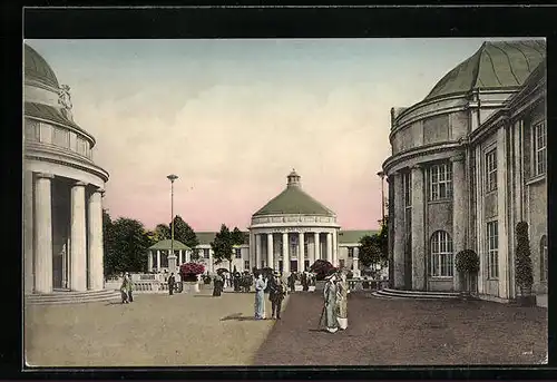 AK Dresden, Internationale Hygiene-Ausstellung 1911, Hauptpromenadenplatz mit Halle Der Mensch