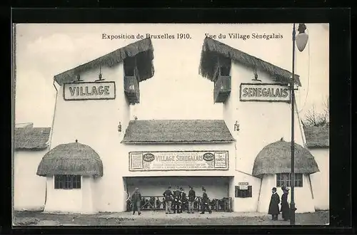 AK Bruxelles, Exposition 1910, Vue du Village Sènègalais