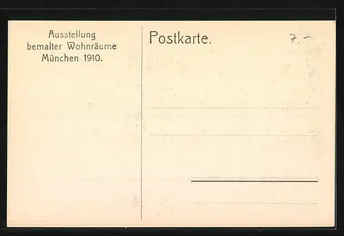 AK München, Ausstellung bemalter Wohnräume 1910-Klubzimmer für Wintersport