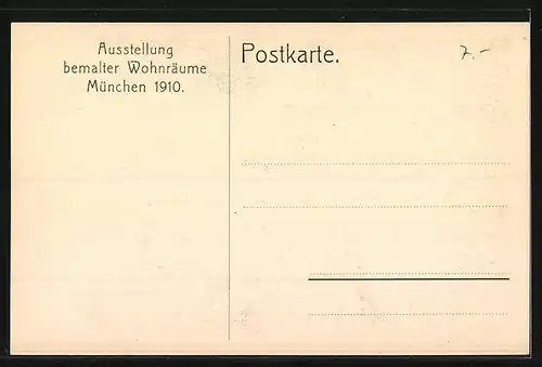 AK München, Ausstellung bemalter Wohnräume 1910-Empfangsraum eines Gesandten