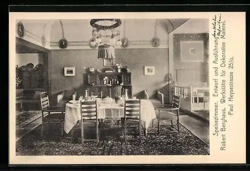 AK München, Ausstellung bemalter Wohnräume 1910-Speisezimmer