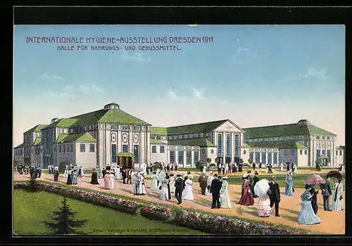 AK Dresden, Internationale Hygiene-Ausstellung 1911, Halle für Nahrungs- und Genussmittel