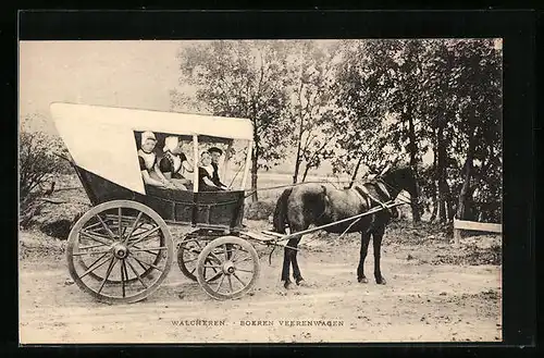 AK Walcheren, Boeren Veerenwagen, niederländische Mädchen im Pferdewagen