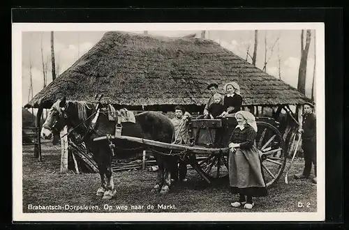 AK Brabantsch-Dorpsleven, Op weg naar de Markt, niederländische Bauern auf dem Weg zum Markt