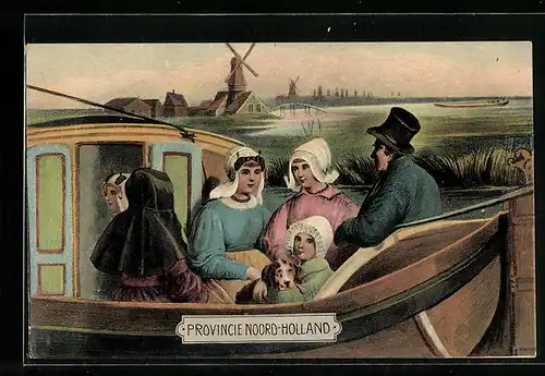 AK Provincie Noord-Holland, Niederländische Familie in einem Boot