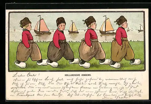 AK Niederländische Jungen am Wasser