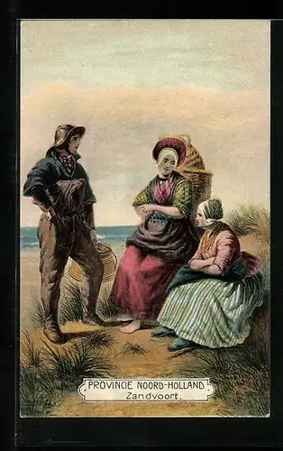 AK Provincie Noord-Holland, Zandvoort, niederländische Fischer am Meer
