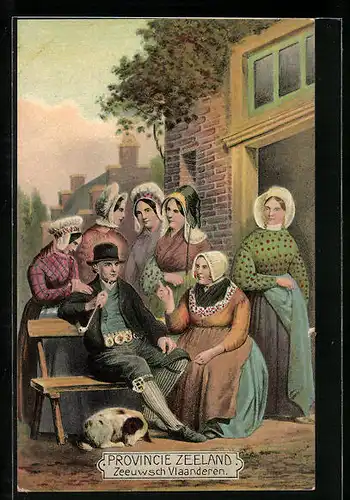 AK Provincie Zeeland, Zeeuwsch Vlaanderen, niederländische Frauen in Tracht